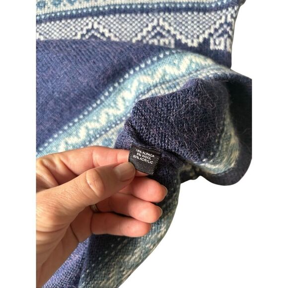 Alpaca Connection Alpaca Wool Blend Fair Isle Sweater size S Blue - Picture 9 of 10